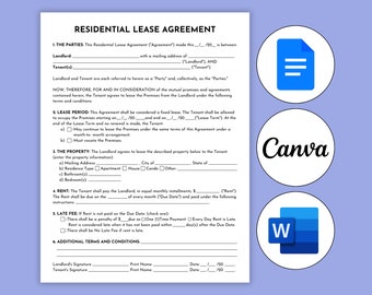 Editable Residential Lease Agreement Template: US Letter & A4 (Digital Download)