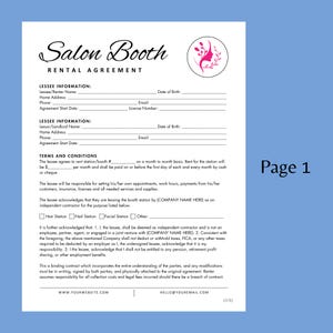 Professional Salon Booth Rental Contract. Editable Booth Rental Agreement. Salon Chair Rental, Salon Lease, Salon booth rental contract image 4