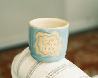 handmade stoneware tumbler | morning coffee cup, slow start, matcha mug, cortado, latte tumbler