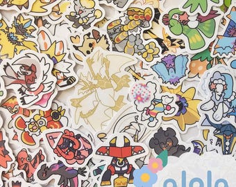 722-809 Mini autocollants Poke | Tous Gen 7 Alola mons | Ensemble d'autocollants en vinyle imperméables découpés