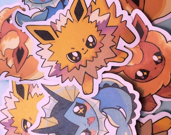 Vaporeon, Jolteon & Flareon Waterproof Die-cut Stickers