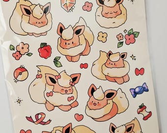 Poke Eeveelution | Fluffy Fox Vinyl Sticker Sheet