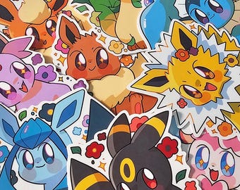 Floral Eeveelution | Waterproof Die-cut Stickers