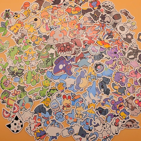 252 - 386 Mini Poke Stickers | All Gen 3 mons | Die-cut Waterproof Vinyl Sticker Set | 142 pieces