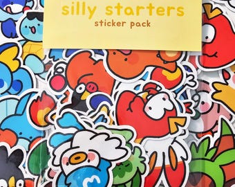 Silly Starter mons Sticker Pack All Generations | Waterproof Die-cut Stickers (27 pieces)