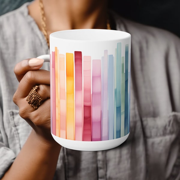 Striped Rainbow Mug - Vibrant Stripes Cup - Colorful Striped Art - Bold Stripe Design - Coffee Mug - Anniversary gift - Popular right now