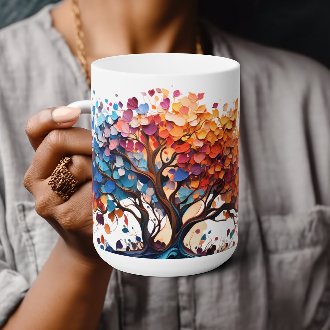 Tree Mug Patterns Tree Blossom Coffee Cup Blossoming Tree Mug Nature-inspired Artware ...