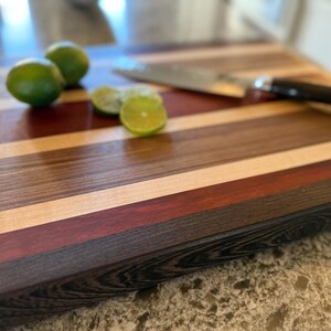 Personalized Walnut & Multi Harwood Cutting Board, 18&quot; x 14&quot; x 1.5&quot;, Edge Grain. Made in Texas!