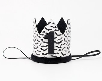 Halloween Birthday Crown: Black Bats, Velvet Trim