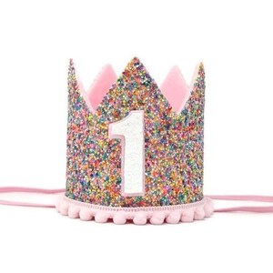 Rainbow Glitter, Crown, Glittery Birthday Party Hat, Photo Props, Birthday Crown, First Birthday Crown, 1st Birthday Crown, Cake Smash