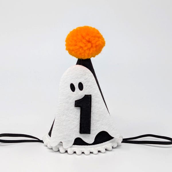 Ghost Birthday Hat: Halloween Party, Black Glitter or Felt