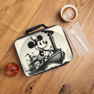 Bolsa de mano térmica con diseño retro de Willie Mouse en el barco de vapor para almuerzos, picnics y la escuela