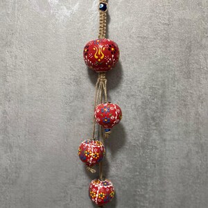 Handmade Ceramic Ball Wall Hanging: Ottoman Tile Decor, Gift for Housewarming, Stylish Porch Decor