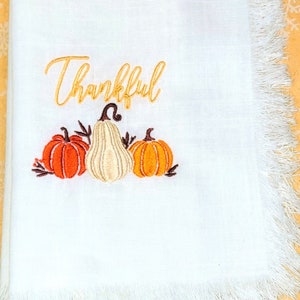 Ships within 24 hours | Set of 6 Thanksgiving Napkins | Fringed Napkins | Embroidered Napkins | Fall Napkins | Hostess Gift | Dinner Napkins