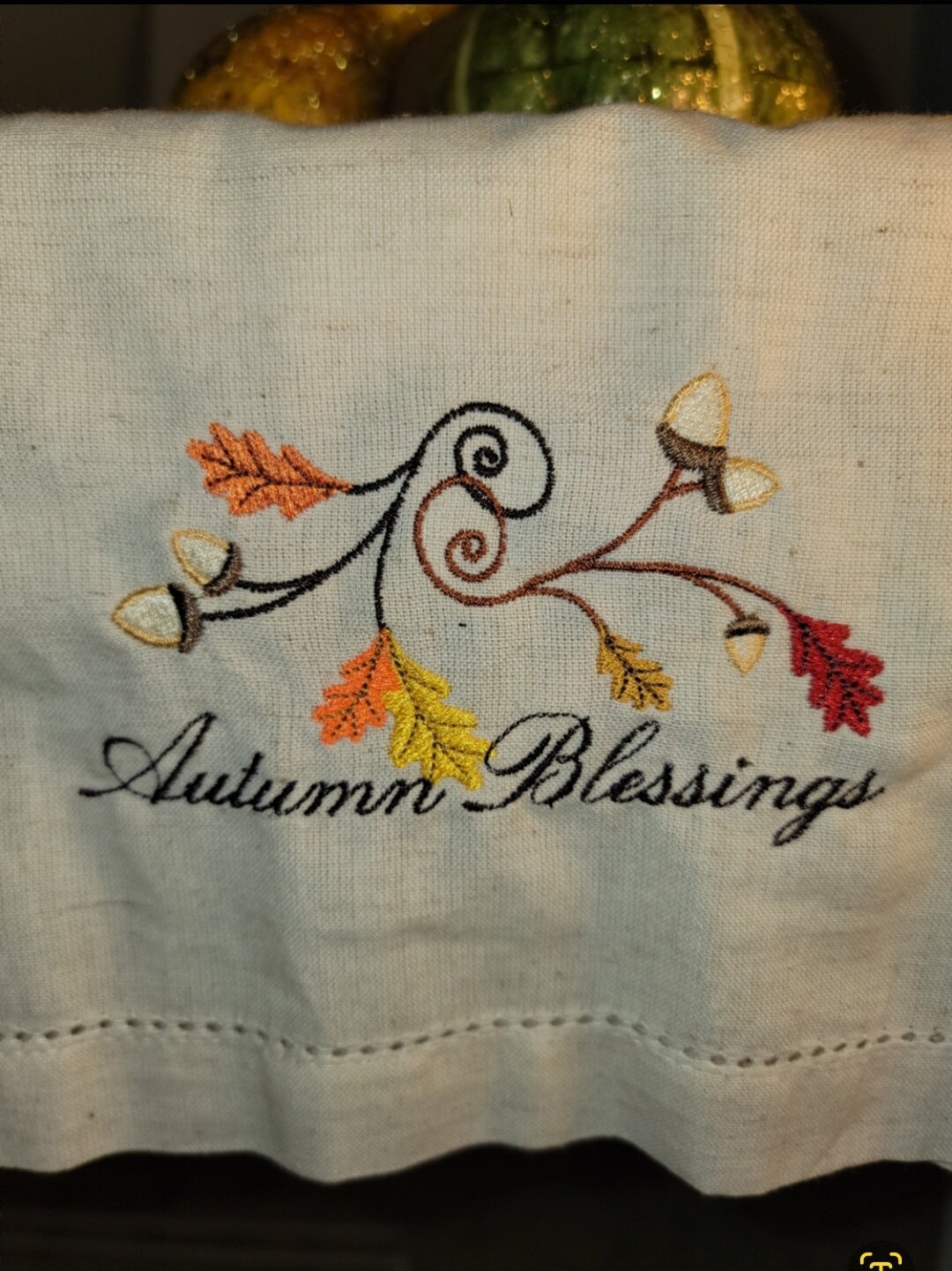 Autumn Blessings Embroidered Table Runner 14x72 | Hemstitched ...