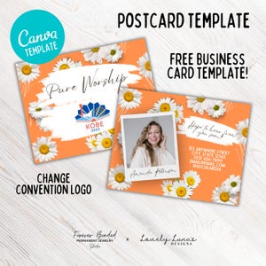 Orange Daisy Post Card, 2025 Special Convention Pure Worship Canva Template, International Convention Business Card, Adoracion Pura
