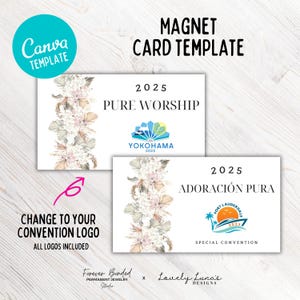 Imán de pampas naturales boho, convención especial 2025, adoración pura, adoracion pura, plantilla de canva, tarjeta de presentación de convención internacional