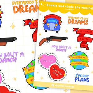 Bonnie & Clyde The Musical Inspired Sticker Sheet