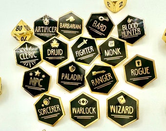 Pinos de esmalte classe TTRPG