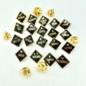 Pines esmaltados de ascendencia/raza para juegos de rol de mesa