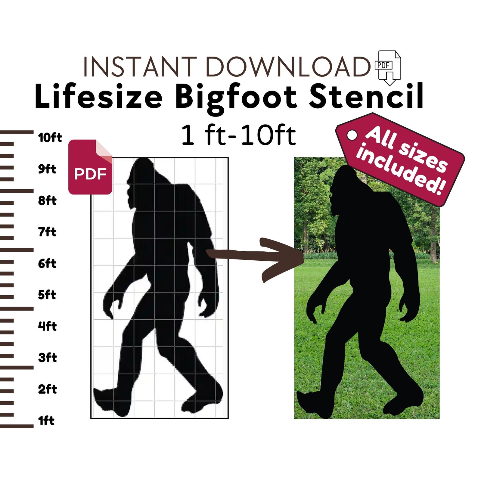 Life Size Bigfoot Pattern Bigfoot Yard Display Wooden Bigfoot Cutout ...