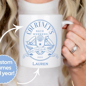 Last Toast on the Coast Bachelorette Party personalisierte Tasse, Strand-Bach-Tasse, Küsten-Party-Gastgeschenk, Strand-Junggesellinnen-Party-Dekorationen