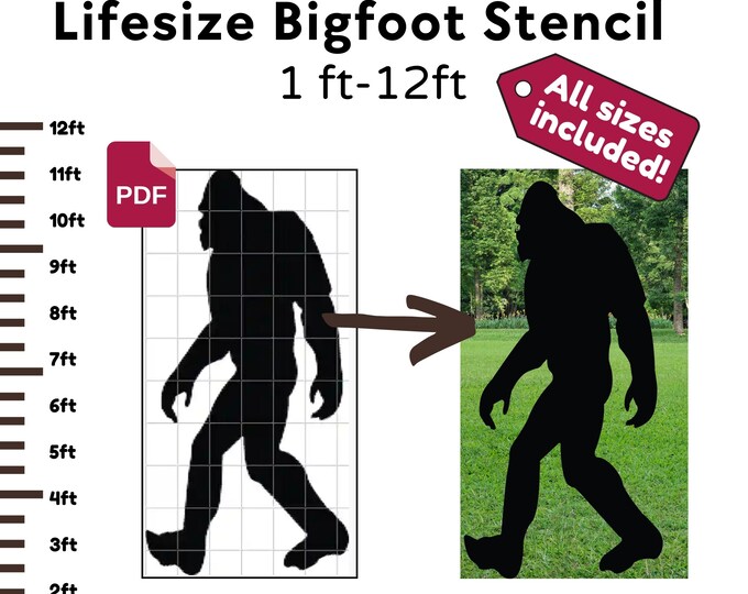 Digital Paper Silhouette Template , Life Size Bigfoot , 8 Ft Sasquatch ...