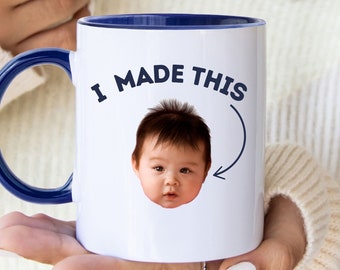 Custom Baby Face Mug, Funny Fathers Day Gift for New Dad, Custom First Fathers Day Gift, Personalize Child Photo Coffee Cup New Dad Birthday
