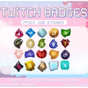 FFXIV Sub Badges for Twitch, YouTube, Discord| Bit/Cheer | MMO | Streamer | Job Stone | Soul Stone | Red Mage | Final Fantasy | FF14 |MMORPG