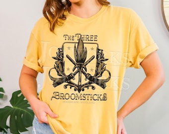 Three Broomsticks Shirt Hogs Mead Pub Design for Wizard World Potter Fans Magical Witch Wizard School HP Fan Adult T-shirt
