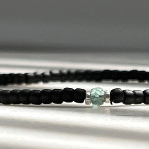 Indicolite Tourmaline Beaded Bracelet, Black Toho Japanese Seed Bead Bracelets, Men’s Gift, Stretch Bracelet, Elastic Cord Jewelry Men