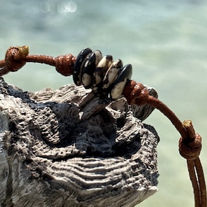 Mens Bone beads Cord Choker Necklace in Faux Leather cotton cord, Mens boho choker, Waterproof Surf Style Jewelry, Beach Necklace Women