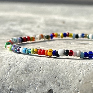 Mens Beaded Bracelet, Multicolor Seed Bead Bracelets, Mens Bracelet, Elastic Stretch Bracelets, Mens Gift, Beaded bracelet Men Women Teen