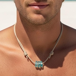 Aqua Glass Surfer Choker - Men Women Beach Necklace