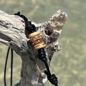 Rustic Coconut Beaded Necklace, Men&#39;s Surfer Necklace, Brown Wooden Necklace, Boho Beach Necklace, Adjustable Choker, Tribal Jewelry, Hippie