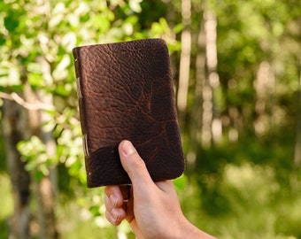 Mini Personalized Leather Journal, Pocket Notebook 3x5 (fishing log, sketchbook, prayer journal, gift, etc.)