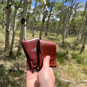 Cartera plegable compacta de cuero, tarjetero y efectivo