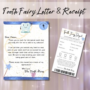 Carta da Fada do Dente | Recibo da Fada do Dente | Celebração Infantil| Editável | Carta Personalizada | Download instantâneo