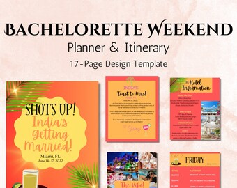 Bachelorette Weekend Planner | Cocktail Bachelorette Itinerary Template | Bachelorette Party Invite | Customized Editable Itinerary Canva
