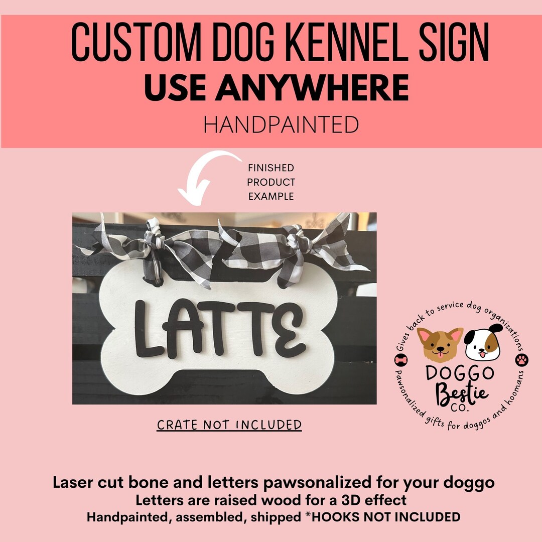 Personalized Dog Kennel Crate Wood Dog Bone Sign Laser Cut Etsy