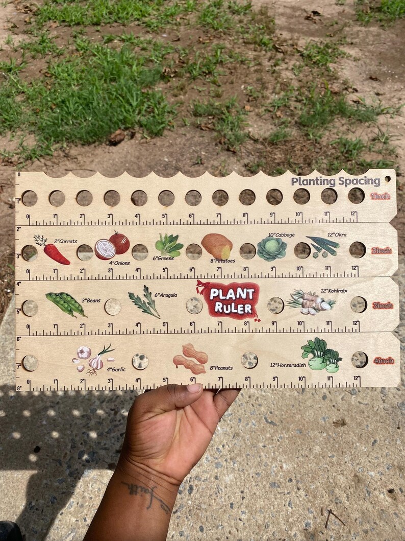 Wooden Garden Ruler for Seed Planting With Seed Diddler Plus Garden ...
