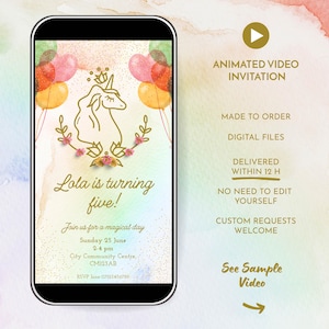 Unicorn Animated Video Party Invitation (Digital Download)