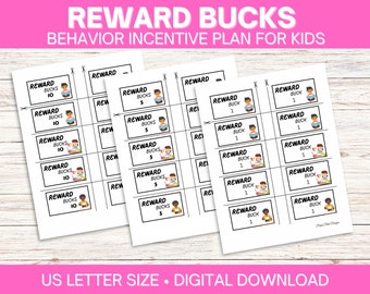 Kids Reward Bucks, Incentive Plan for Homeschooling, Reward System for Studying, Reading, Chores, Good Behavior Money, Mom Bucks, Printable.