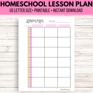 Weekly Lesson Plan template, Lesson plan Template, Homeschool Lesson Plan, Homeschool Lesson Plan image 1