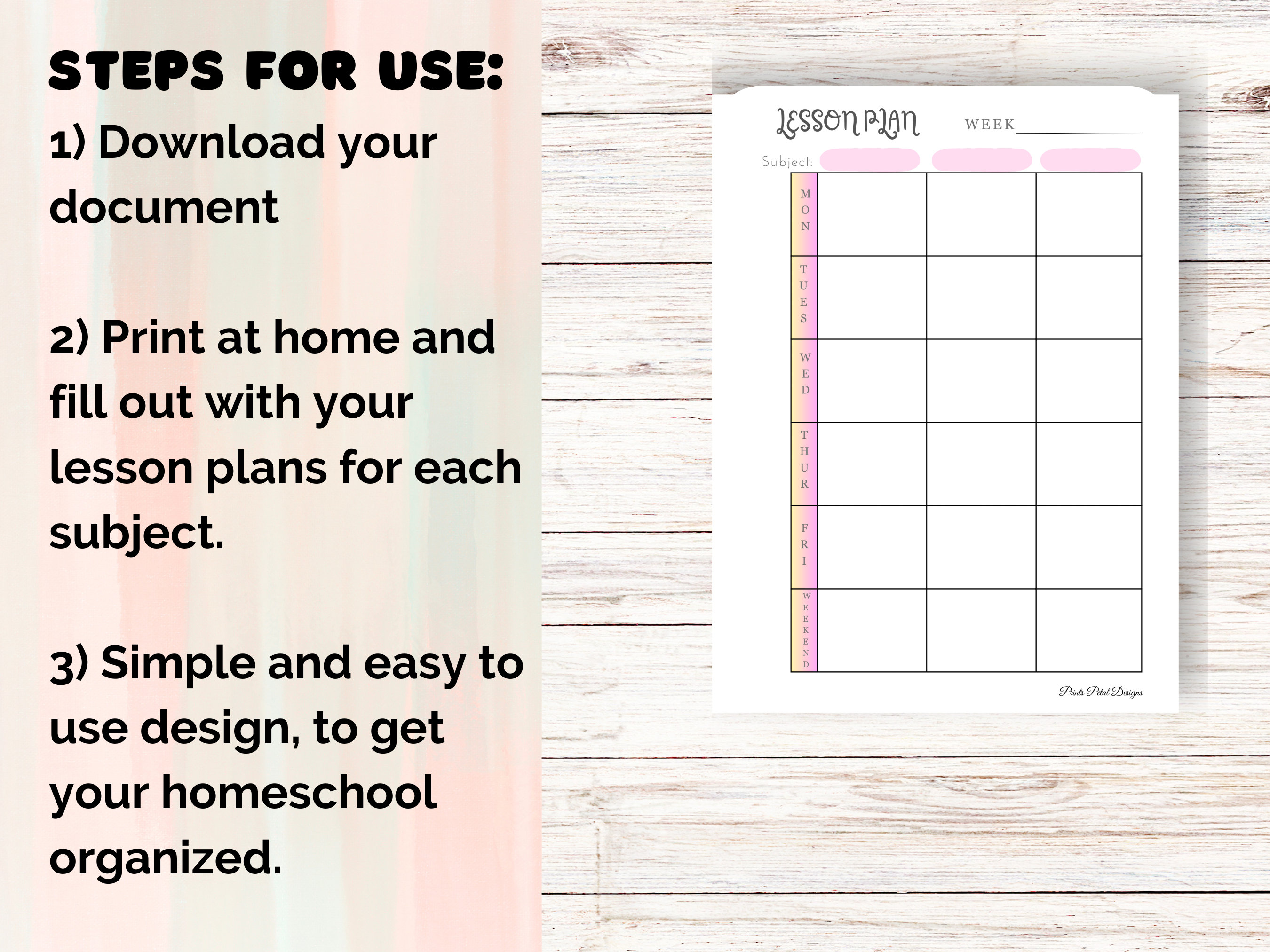 Weekly Lesson Plan Template, Lesson Plan Template, Homeschool Lesson