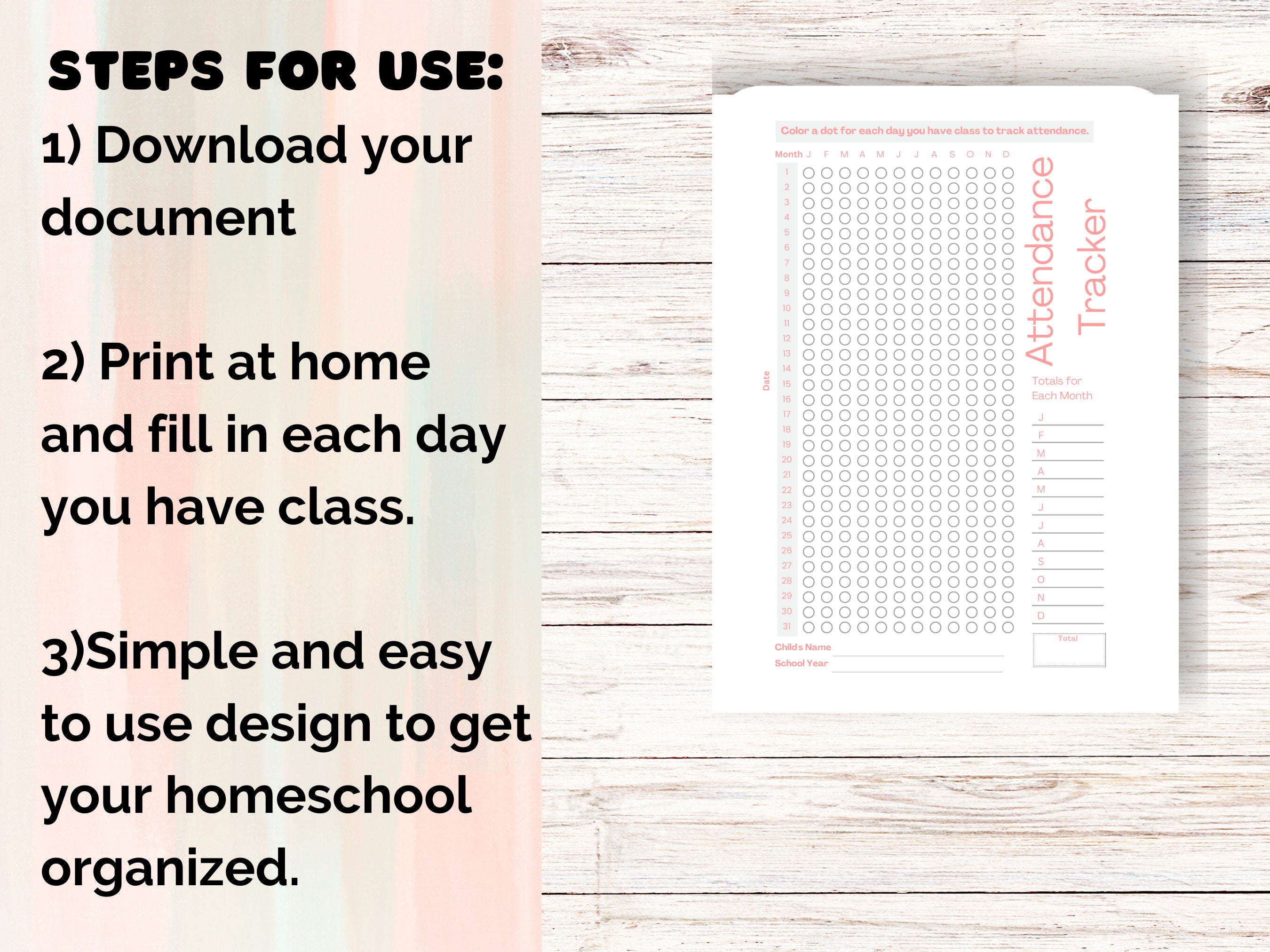 Homeschool Attendance Tracker, Class Attendance Log, Homeschool ...