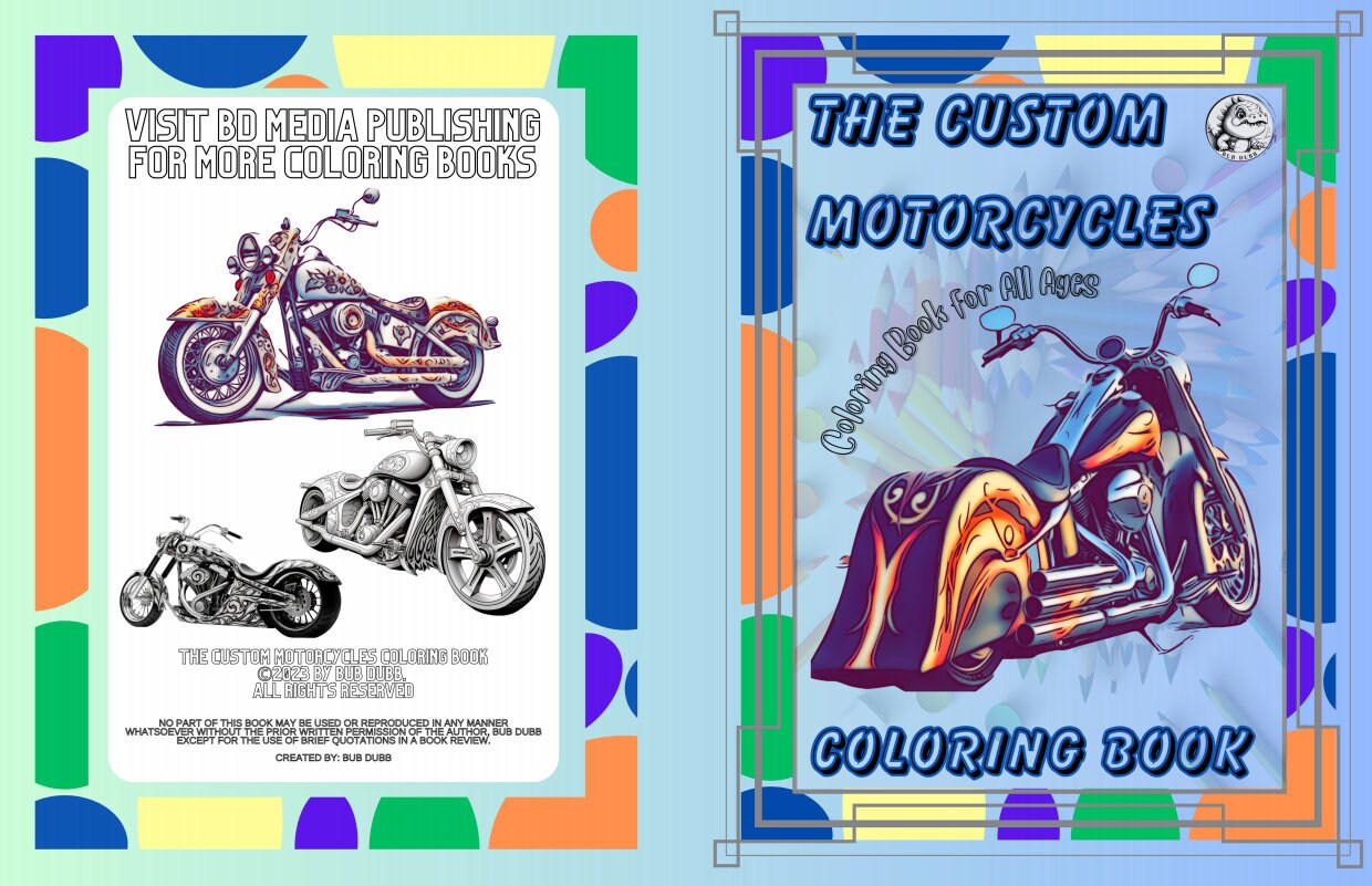 The Custom Motorcycles Coloring Book Etsy