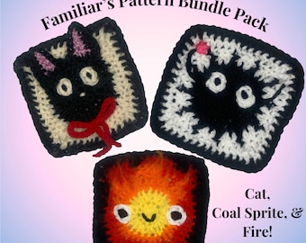 Familiar's Square Bundle: Cat, Coal Sprite, and Fire