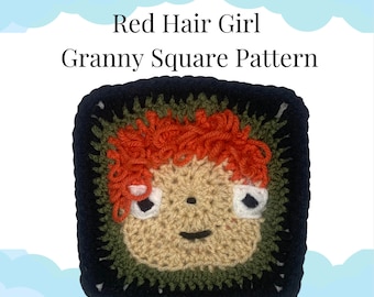 Cute Red Hair Girl Granny Square Pattern