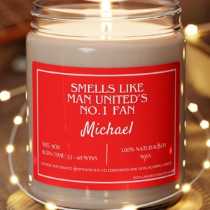 Smells Like Custom No1 Man United Fan Candle,Premier League,MUFC,Personalized Manchester United Scented Candle,Old Trafford Soccer Gift